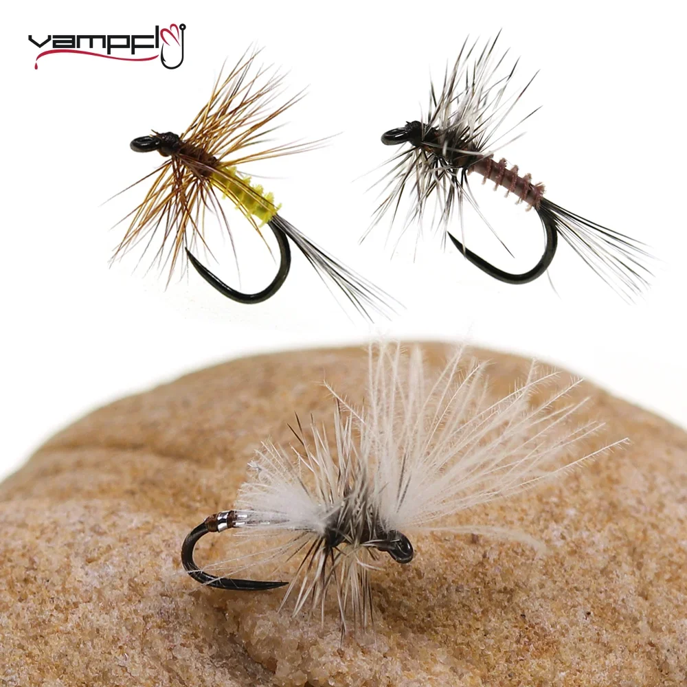 Vampfly 6pcs #20 CDC Feather Dry Fly Rooster Hackle Mayfly Barbless Artificial Insect Baits Trout Perch Grayling Fishing Lures