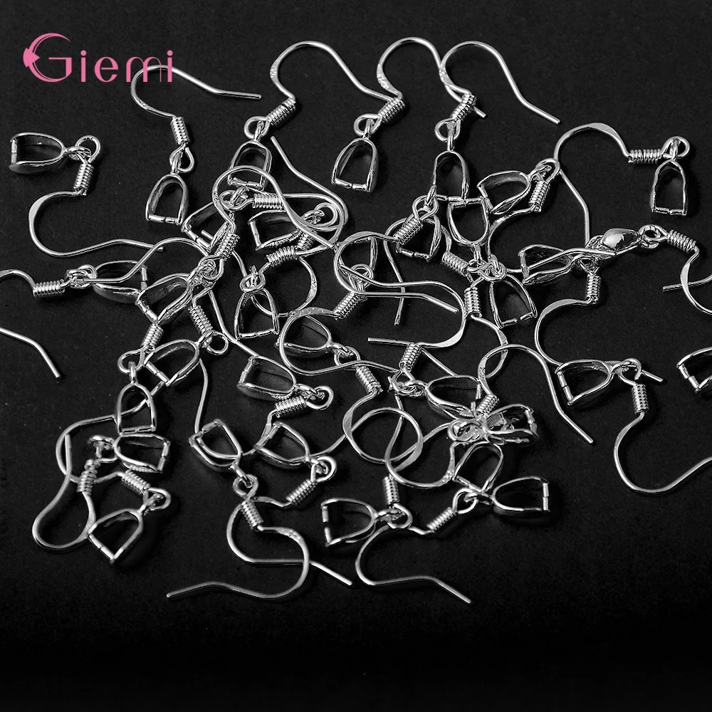 50PCS Fine Jewelry Making Components Accessories Earwires 925 Sterling Silver Earrings DIY Pinch Bail Bale Clasps