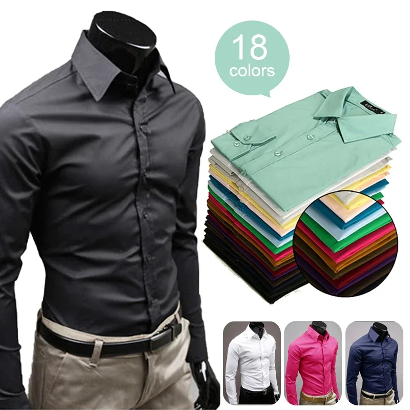 

Men's Button Up T Shirt Slim Fit Casual Long-sleeved Blouse Formal Social Business Casual Workwear Suit Button Tops