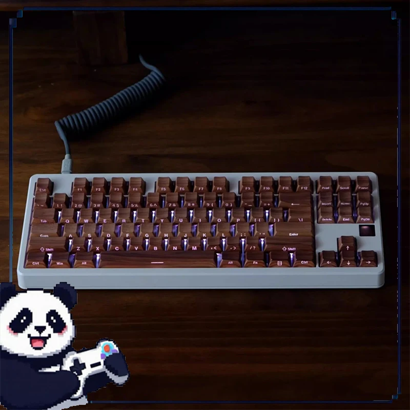 

Колпачки для клавиш из орехового дерева с боковой гравировкой, полупрозрачные PBT сублимационные аксессуары для механической клавиатуры OEM, индивидуальные колпачки для клавиш