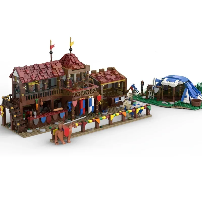 Stadt Street View Modell MOC Gebäude Ziegel Ritter Duell Championship Modulare Technologie Geschenke Urlaub Montieren Kinder Spielzeug Anzug