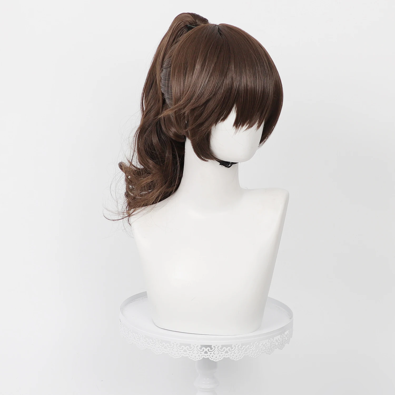 Tao Mengyan Identity V X Paper Bride Cosplay Wig Brown Detachable High Ponytail Big Wavy Synthetic For Game Comic‑Con Halloween