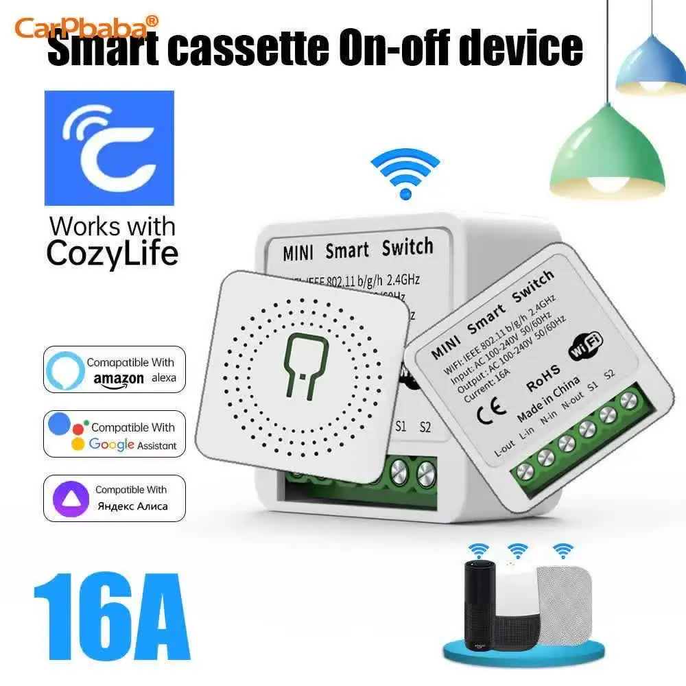 Cozylife 16A Light Switches Mini Wifi Smart Switch 3 Way Control works For Alexa Yandex Alice Smart Google Home APP