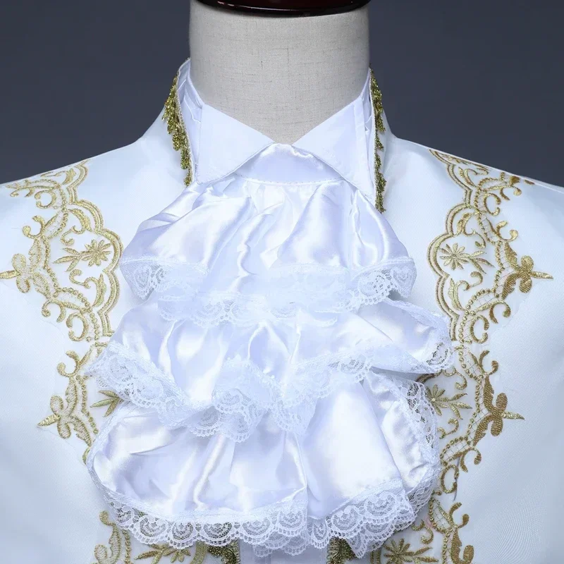 Carnival Wedding Costume Prince Bridegroom Mens Blazer Dress Suits Jabot Lace Tie For Adult Tops Jacket Coat Pants Trouser E