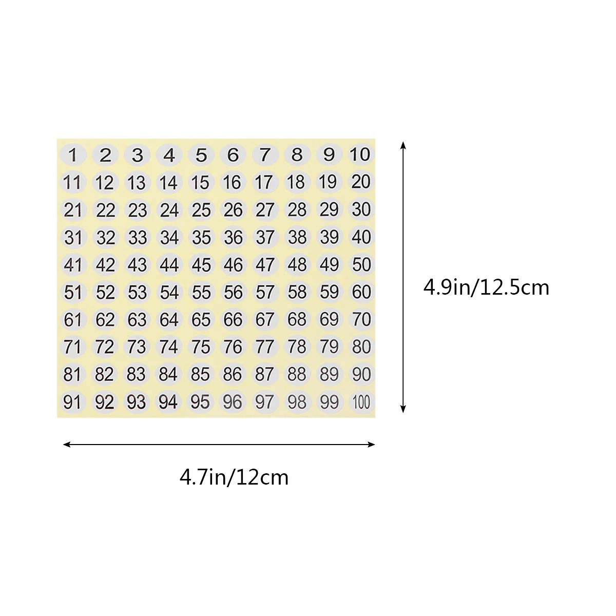 15 Lembar Stiker Nomor Kertas Berperekat 1 hingga 100 Label Digital Mudah Dikelupas untuk Penyimpanan Organisasi Rumah Kantor