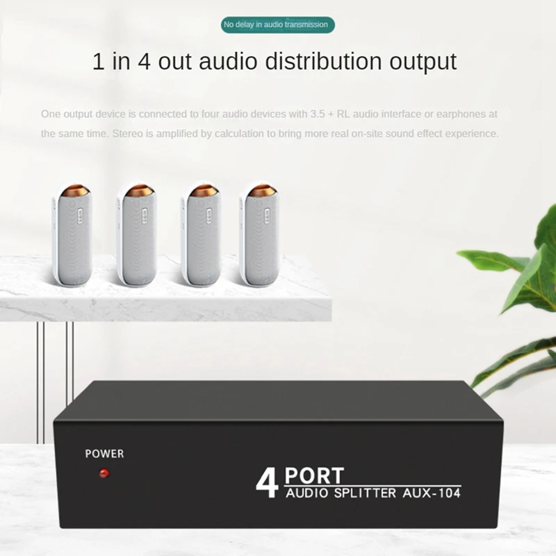 Audio Splitter 1 In 4 Out RCA L/R Aux Stereo Audio Splitter 1X4 Audio Distributor For PC DVD Speaker Splitte Durable Easy To Use