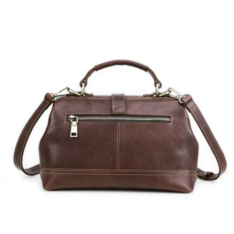 Top Handle Full Grain Cowhide Handbag for Women Pure Color Versatile Leisure Shoulder Bag Genuine Leather Messenger Bags