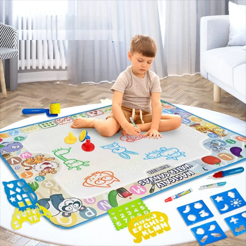 80x60CM Magic Water Drawing Mat Coloring Doodle With Reusable Magic Pens Montessori Painting Board Educational Toys Kids Gifts