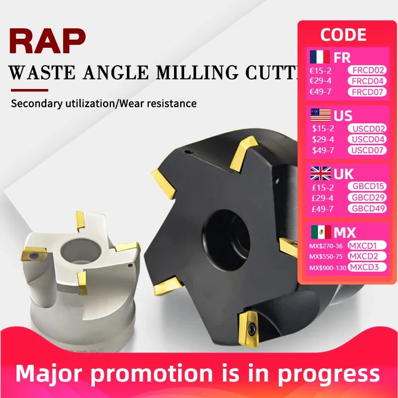 

RAP 300R/400R 50-22-4T 63-22-4T 80-27-5T 100-32-6T 75 Degree Positive Head APMT insert CNC Milling Cutter face mill cutter
