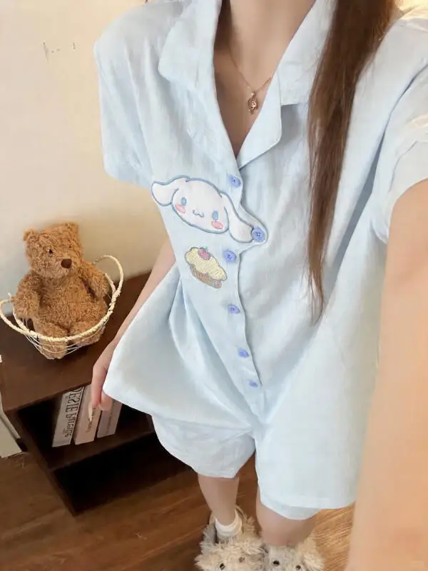 

2026 Cute Print Kawaii Pajamas for Women Y2K Fashion Lapel Neck 2Pc Set Plus Size Women's Pajamas Spring New Sweet Cute Homewear