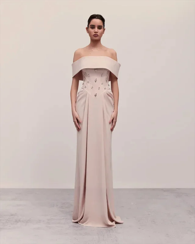 

Little Daisy Customized2024 New Women's Off The Shoulder Belted Collar Dress Prom Evening Dress Celebrity Party Dress