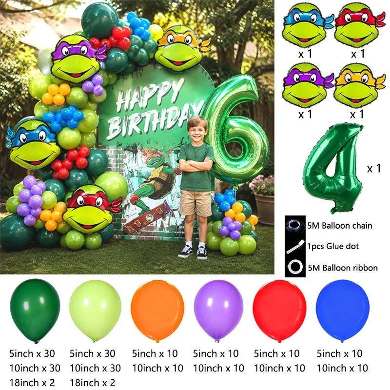 Ninja Turtles Themed Party Balloon Pack Colorful Foil Latex Globos Birthday Party Photography Props Decor Supplies For Boys view 5