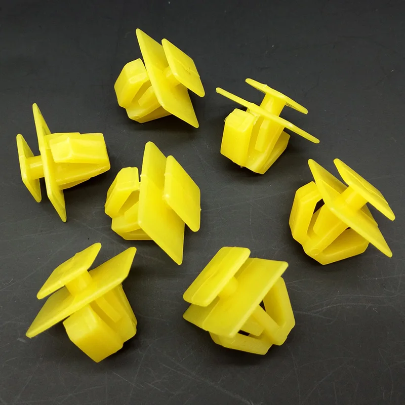 

50pcs New Rocker Molding Nylon Plastic Fastener Clips Yellow Auto Fastener Clip Accessories Quality Suitable For Most Cars