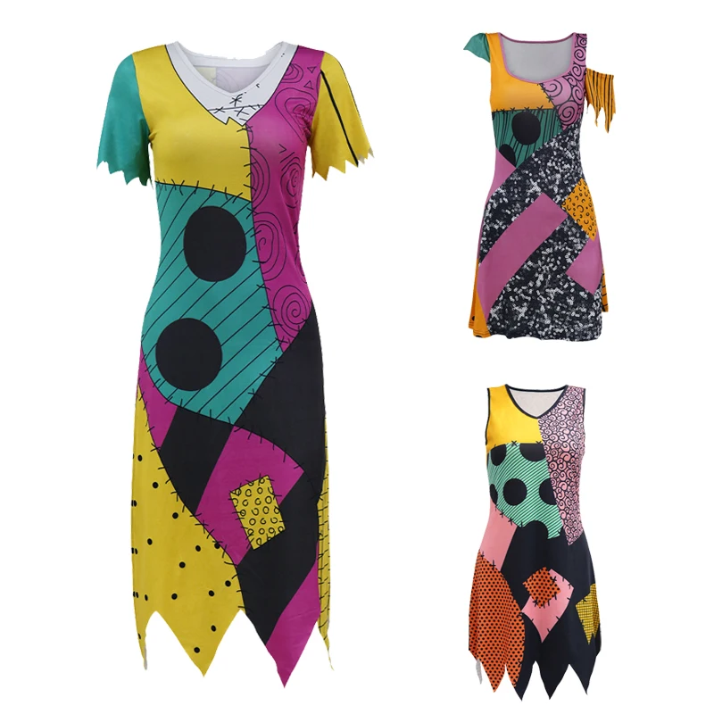 

Halloween Costume Sally Cosplay Costume Cos The Same 3D Printed Cosplay Dress Jumpsuit