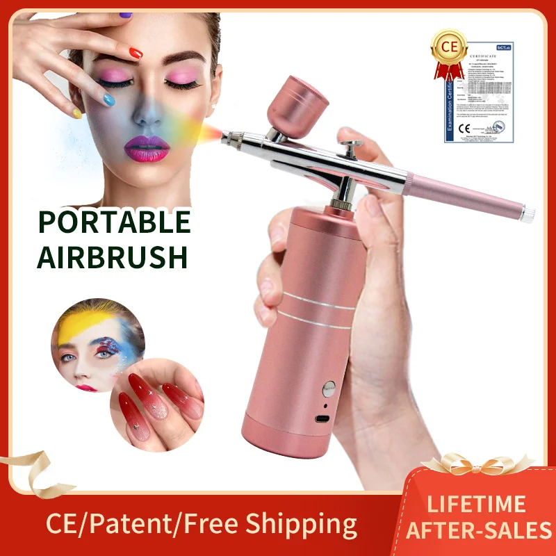 Draagbare Oplaadbare Draadloze Airbrush Met Compressor Single Action Spray Art Painting Ambachten Nano Stoompistool Tattoo Maken