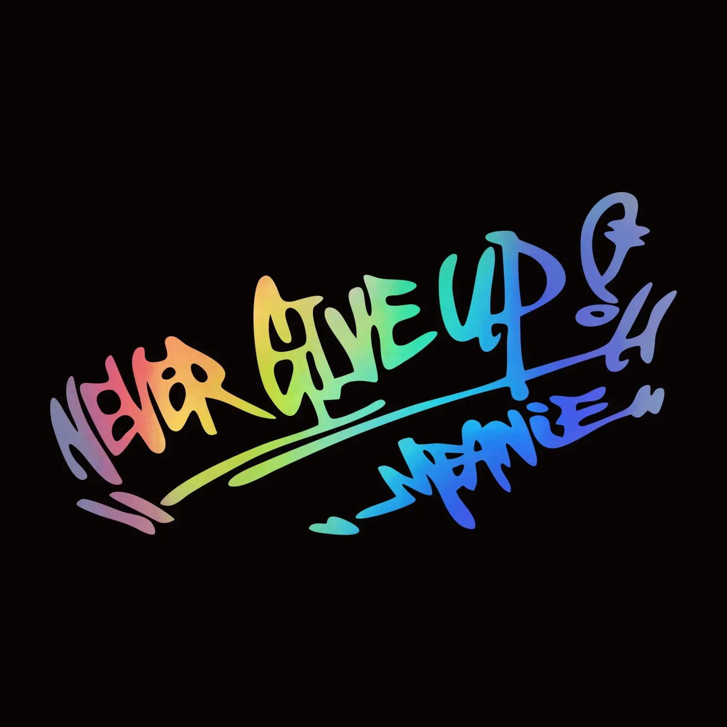 New Design Letter Creative Motorcycle Stickers Never Give Up Car Reflective Stickers Waterproof Applique Car Accessories, 14cm