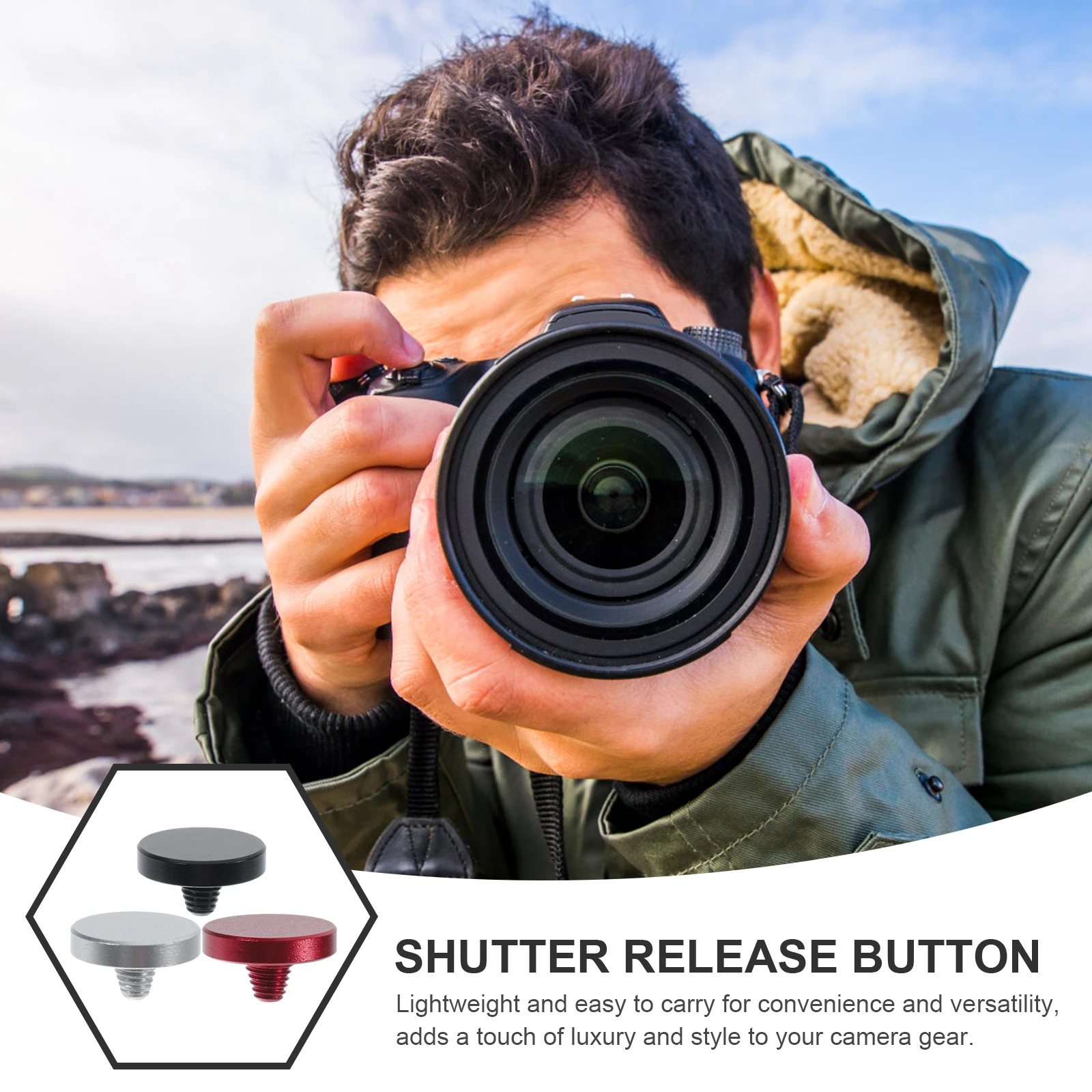 

3pcs Camera Shutter Button Concave Surface Soft Release Replacement Aluminum Alloy Shutter Release Accessory For Dslr Mirrorless