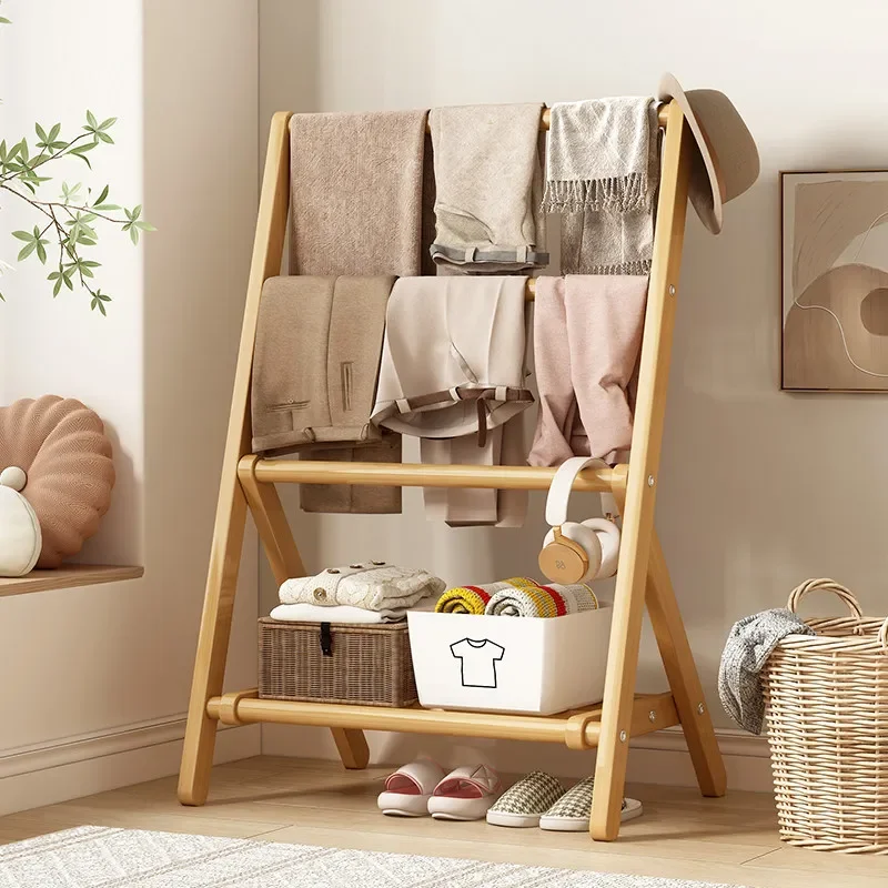 

Cheap Hallway Wardrobe Organizer Shelf Dressing Rooms Foldable Coat Racks Wooden Floor Removable Space Saving Clothes Racks