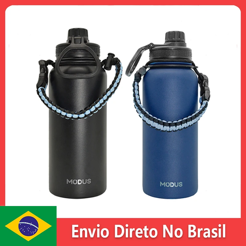 Stainless Steel Vacuum Insulated Water Bottle, Wide Mouth Sports Bottle, Leak Proof Lid with Cord