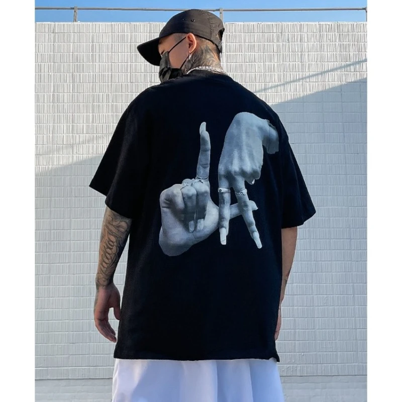 Neue Hochwertige Mode Amerikanischen Retro Trend Hip-hop West Coast Kultur Gedruckt T-shirt männer Windschutzscheibe Lose Kurzen Ärmeln