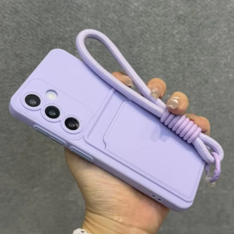 Funda para Samsung Galaxy S26 Ultra S22 S23 S24 S25 Plus FE A16 A17 A18 A26 A35 A36 A37 A55 A56 A57 con bolsillo para tarjetas y cordón 5