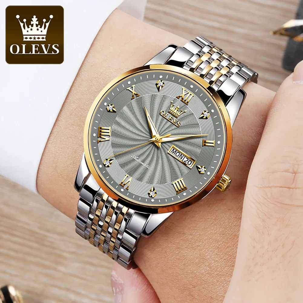 OLEVS – montre mécanique pour hommes, marque de luxe automatique, en acier inoxydable, étanche, 6530