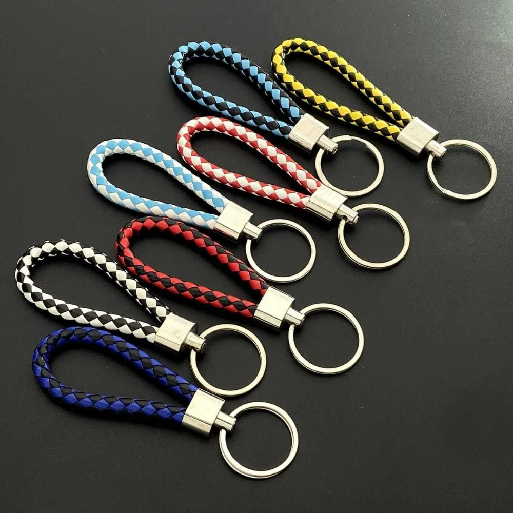 

High-Quality Ropes Keychains Leather Woven Rings Men's and Women's Waist Chains Card Sleeves Car Manufacturers Direct Sales