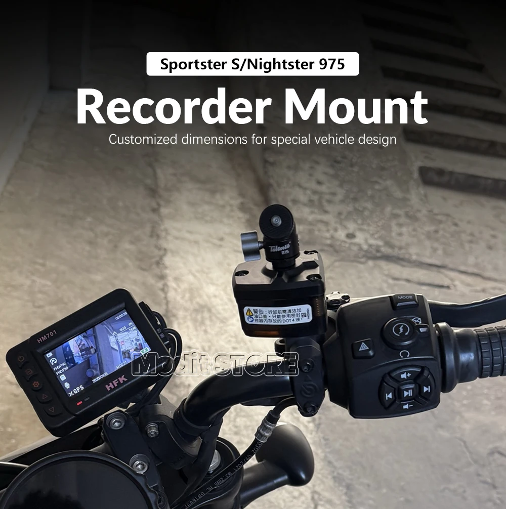 New Motorcycle Accessories Handlebar Camera Mount Holder Driving recorder bracket For Sportster S RH1250 Nightster 975 RH975