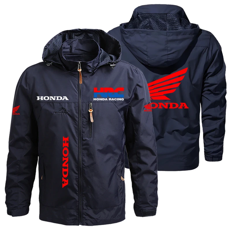 

Honda Spring-Autumn Jacket Men's Racing Suit Mountaineering Windproof Coat Outdoor Sports Hooded Jacket with Removable Hood Coat