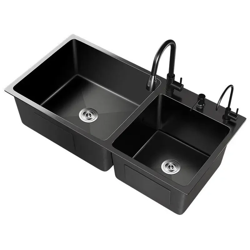 Stainless Steel Two Bowls Kitchen Sink with Faucet Customizable Private Order From Chinese Manufacturers Single Bowl Style