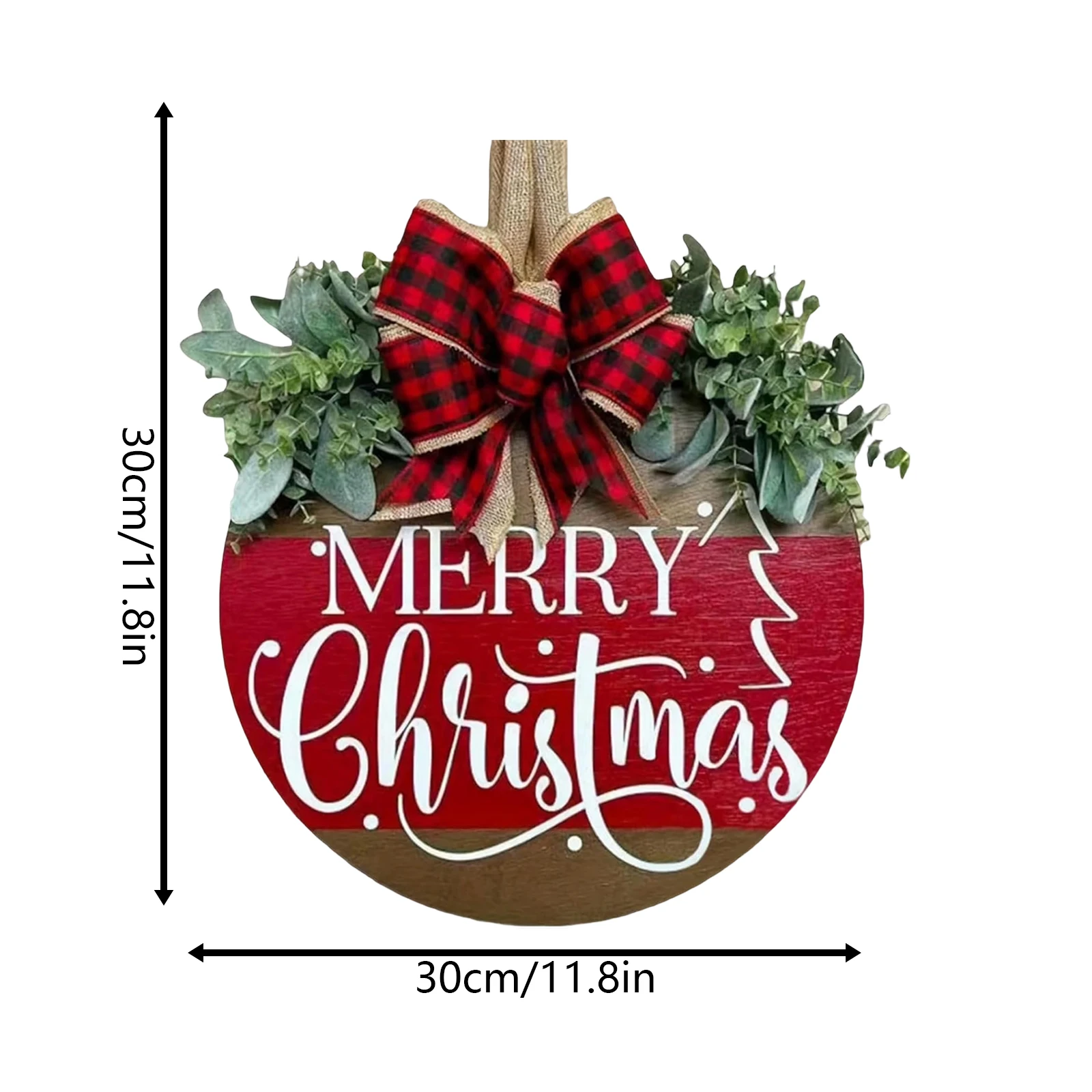Christmas Welcome Wreath Door Sign Merry Christmas Door Hanger Wooden for Front Door Winter Xmas Holiday Outdoor Hanging Sign