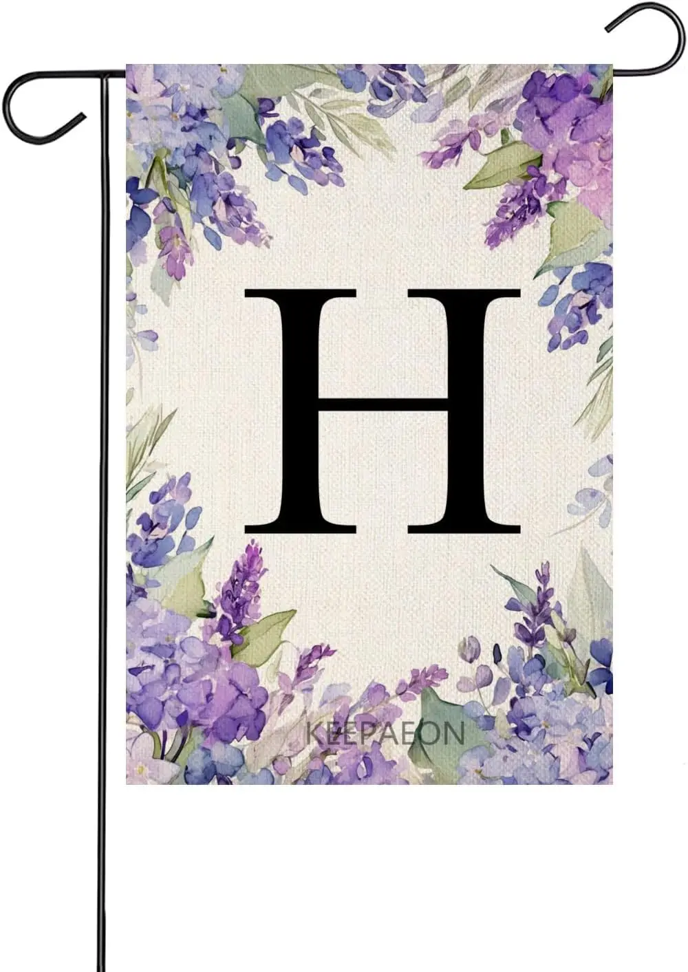 Summer Monogram Letter H Garden Flag Lavender 12x18 Inch Double Sided Outside Small Linen Family Last Name Initial Yard Deco LLG