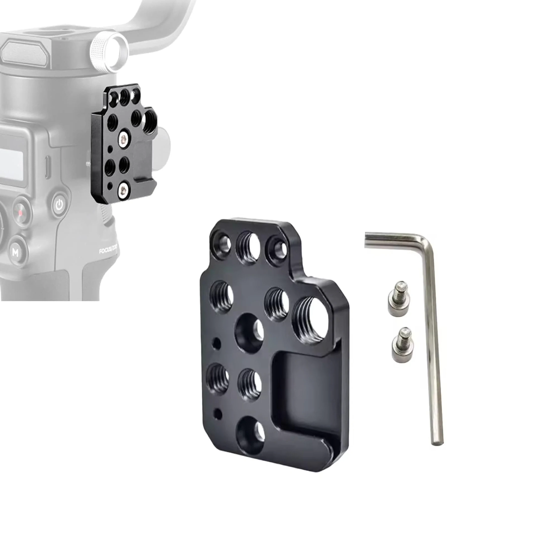 Side Extension Plate Mount for DJI Ronin S/SC/RS2/RSC2,Monitor Holder Mount with 1/4 3/8 Threaded Holes Cold Shoe Mount