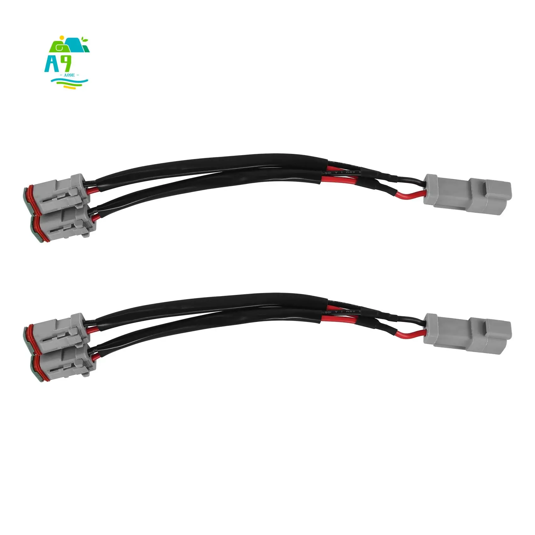 A09E-Y Type Leads Deutsch DT DTP 2 Pin Socket Adapter For LED Pod Work Light Retrofit Connectors Wiring Harness