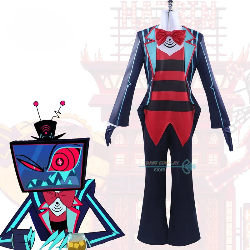 Anime Hazbin Cosplay Hotel Charlie Cosplay Costume Red Uniform Bow Tie Vox Role Play Costume Hat Halloween Carnival Party Outfit image 4