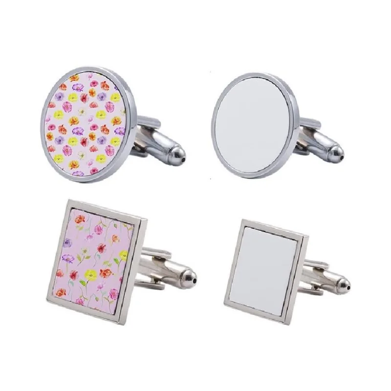 40 Pcs Sublimation Blanks Metal Cufflink DIY Heat Transfer Cuff Buttons Sublimation Blank DIY Shirt Cuff Links for Wedding