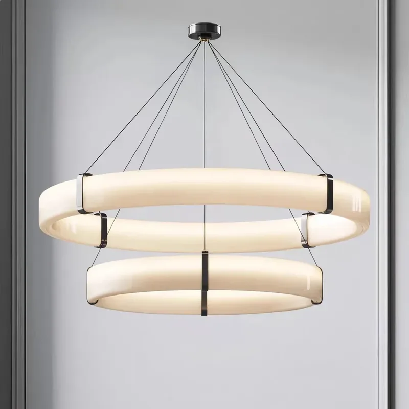 for French Atmosphere Modern Simple Ring Chandelier Creative Personality Living Room Restaurant Dining Table Bar Lighting