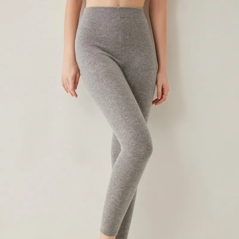 กางเกงเลกกิ้งถักนิตติ้งสำหรับผู้หญิง ผ้าเนื้อนุ่ม อุ่นสบาย ใส่ได้ทั้งด้านในและด้านนอก เหมาะสำหรับฤดูใบไม้ร่วงและฤดูหนาว