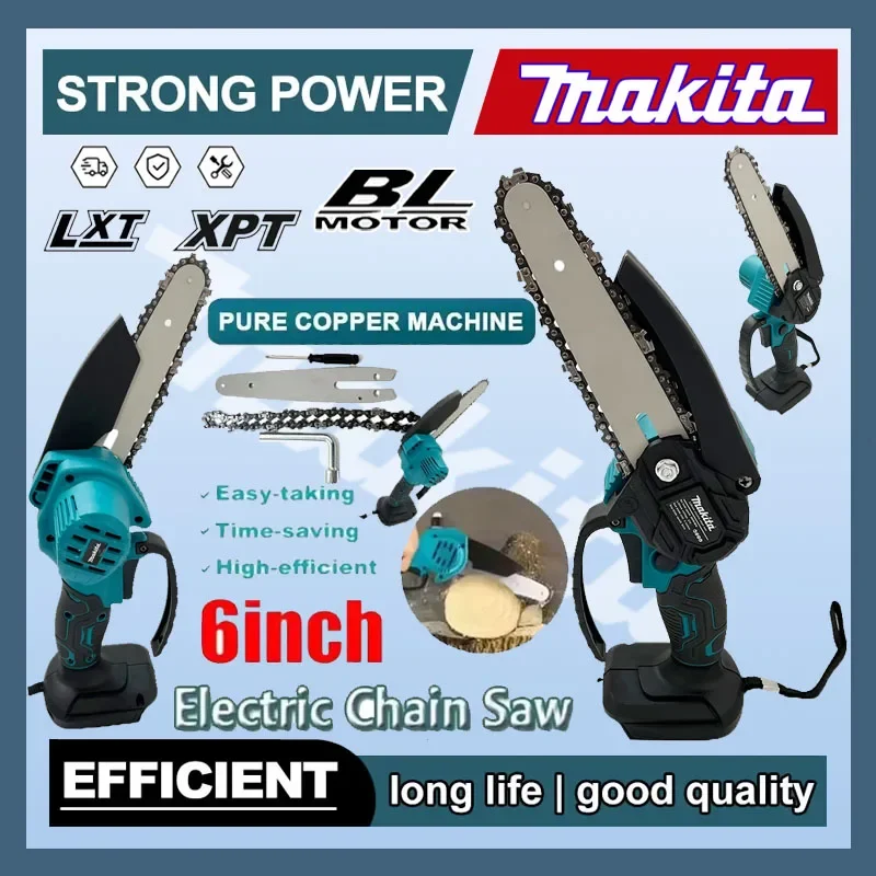 

Makita Electric Saw 6 Inch Chain Saw Handheld Portable Wood Logging Chainsaw Garden Pruning Wood Power Tool for 18V Battery
