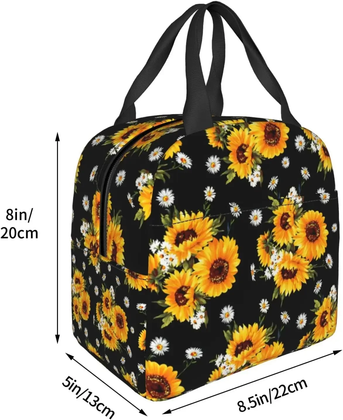 Sunflowers Lunch Bag Insulated Reusable Lunch Box Thermal Tote Bag Container Cooler Bag for Women Men Travel Picnic Work Beach