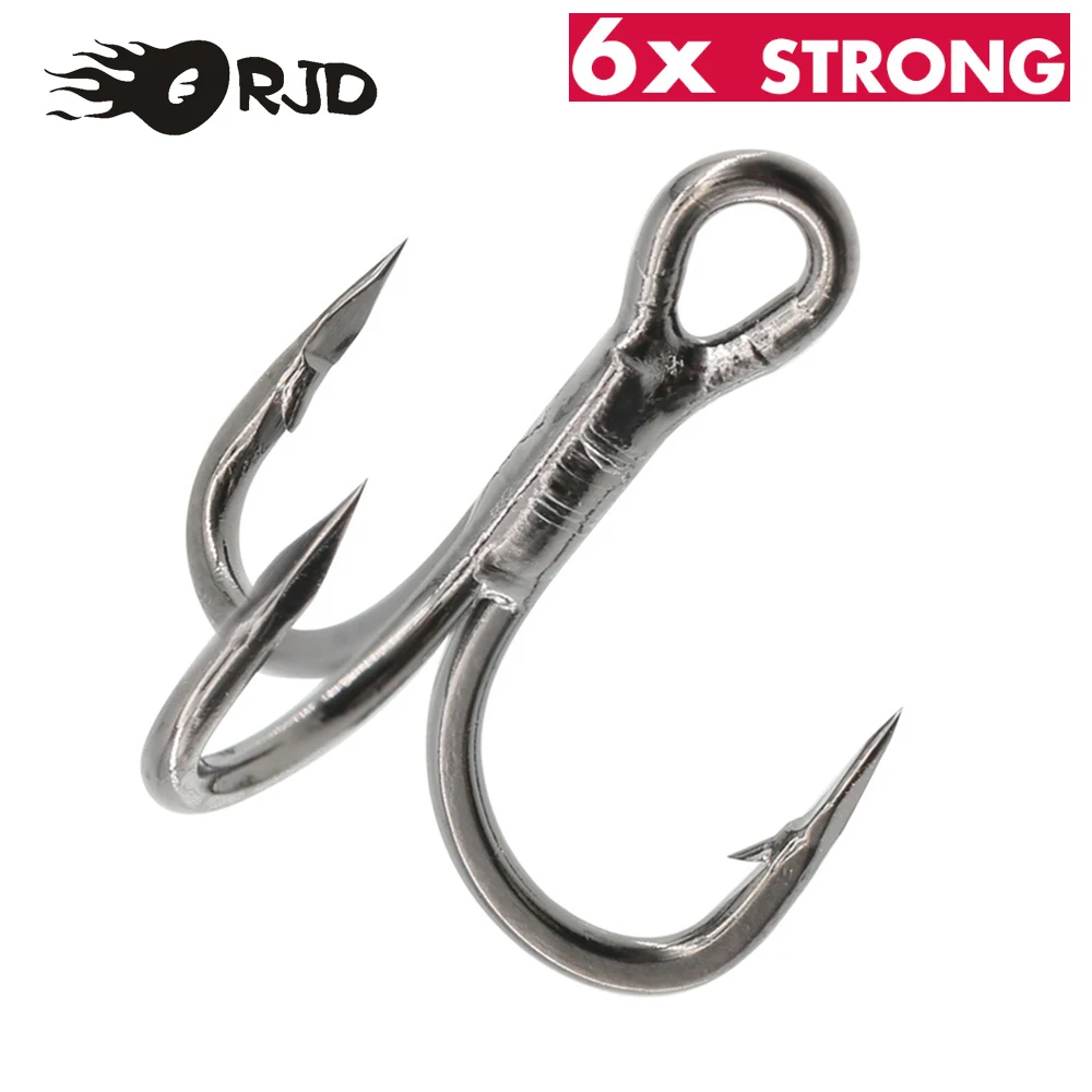 

ORJD 5pcs 6x Strong Treble Hook Fishing Hooks Black Nickel Triple Hook 2# 4# 6# 8# Anchor Hook High Carbon Steel Fishing Tackle