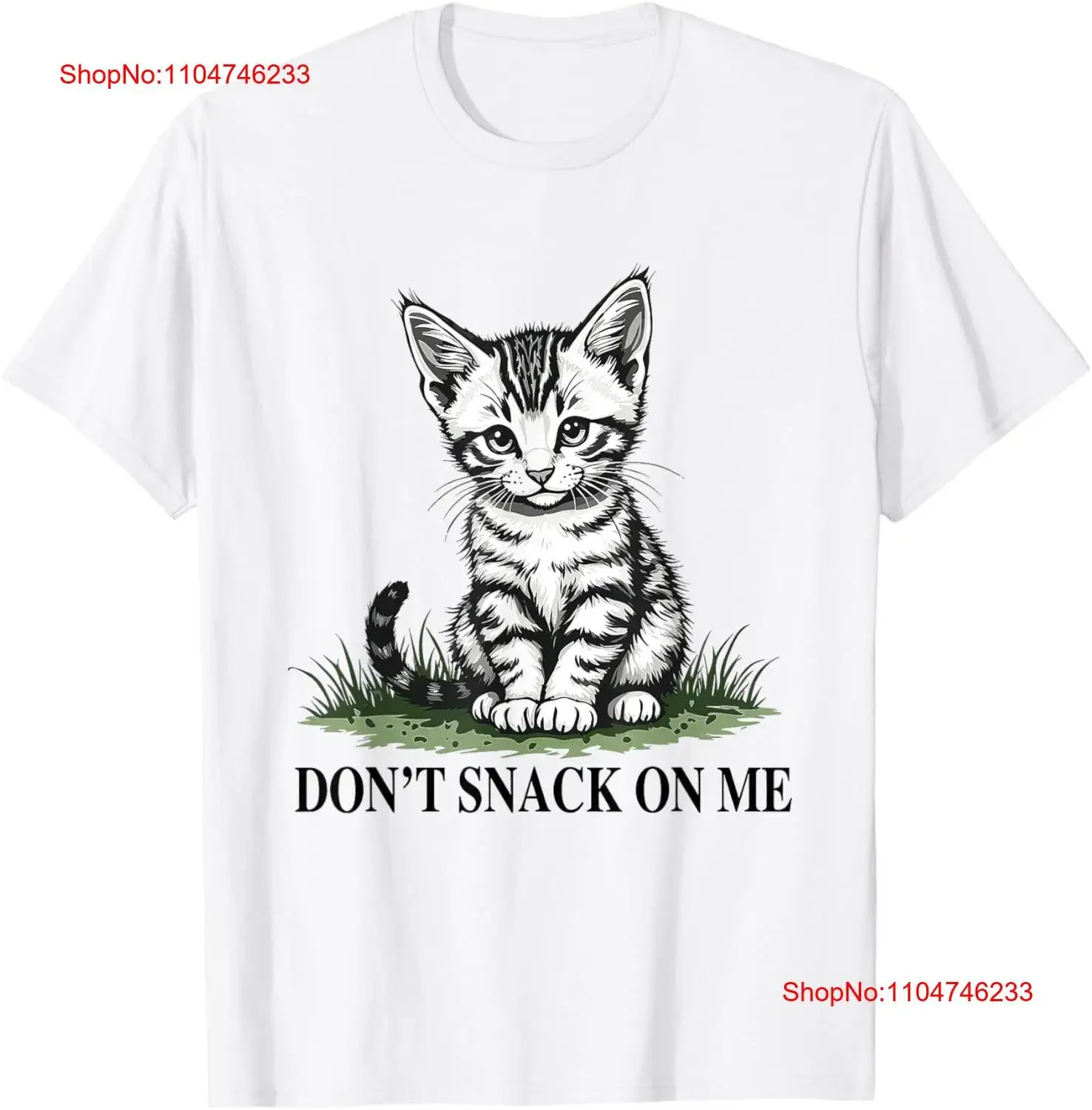 Camiseta con texto en inglés "Don't Snack On Me", divertido gato, comiendo perros y gatos, ropa de calle vintage lavada a la moda, suave y estirada, elegante y versátil