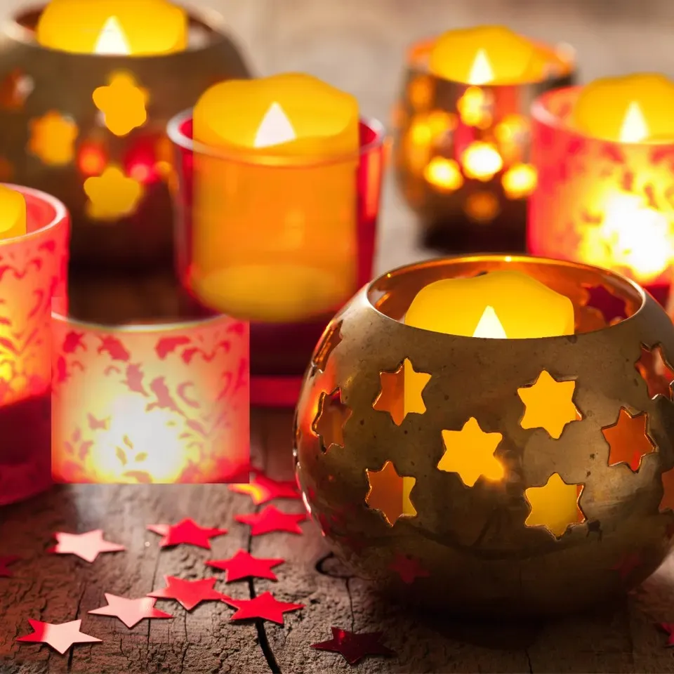 6pcs Tea Candles Halloween With battery Timed Led Light Remote Control Flickering Flameless Birthday Home Decoration LED Candles