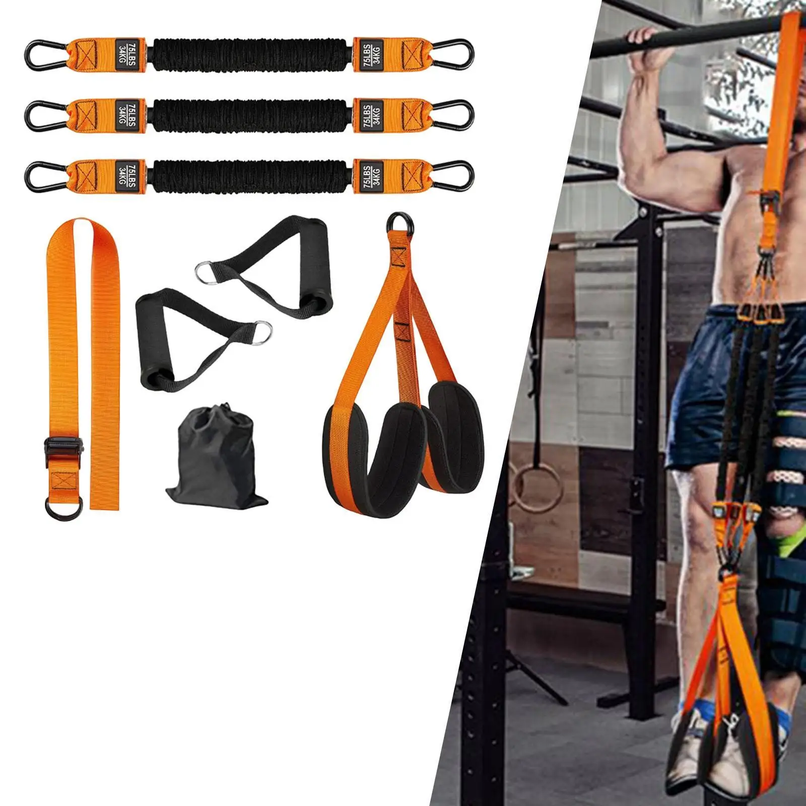 

Pull up Assistance Band Fitness Bands Adjustable Size 3 Elastic Bands with Knee Rest Pull up Assist Bands for Strength Training