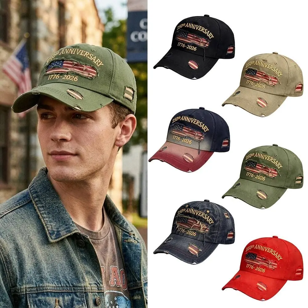 

Fashion 250th Anniversary Twill Baseball Cap Denim Sun Protection Visor Cap Anniversary Edition Sun Hat Unisex