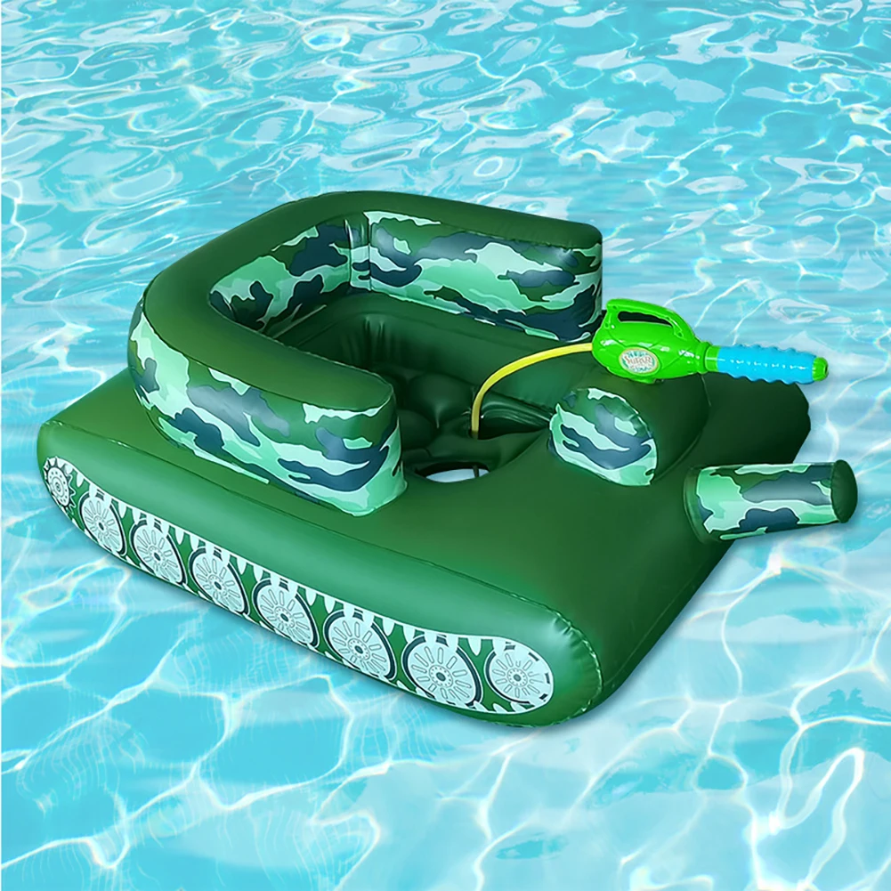 Water Spray Combat Pool Toys for Adult Kids Water Tank Swimming Ring PVC Inflatable Floating Raft Tank Air Mattress Float Circle