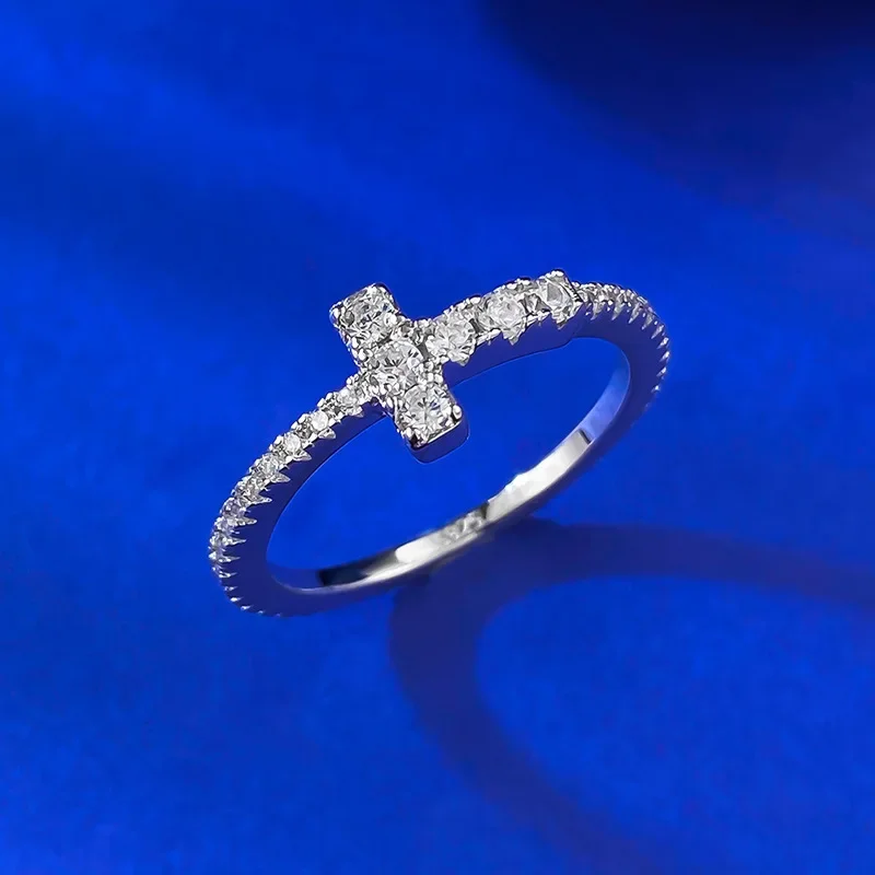 

New S925 pure silver full diamond ring for women, simple and thin layered ring, fashionable and trendy Jewelry