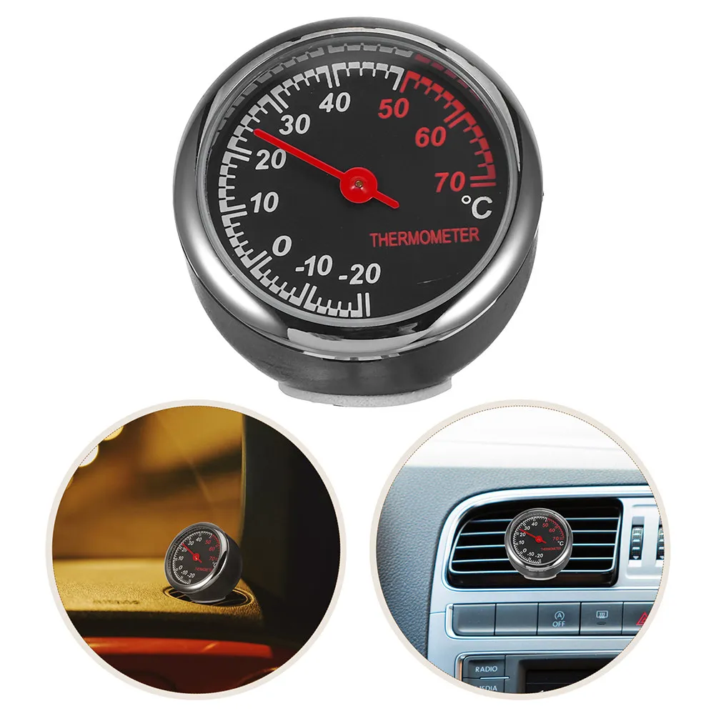 2Pcs Mini Car Thermometer Dashboard Temperature Monitor Metal Automotive Gauge for Precise Interior Temp Reading Realtime