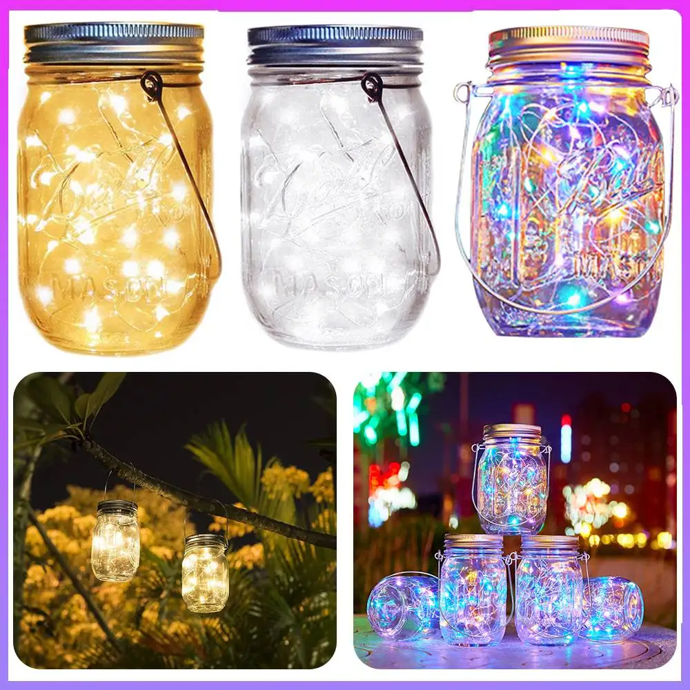 1/2m Solar Mason Jar Lid Light LED Solar Fairy Mason Star Jar Lights Outdoor Party Wedding Garden Decor Lamp without Jar Battery