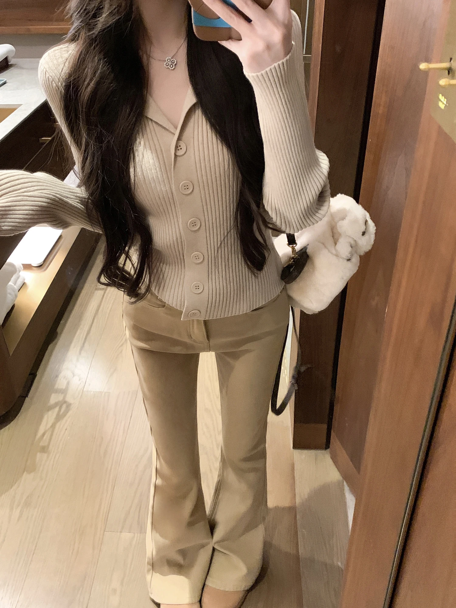 

NAYA CHAN Soft Long Sve Ne Knitted Cardigan Slimming Sweater Polyester Viscose Acrylic Nylon Fabric Women's Faion